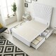 image 1 of Sunburst Divan Bed with 4 Drawers & 54'' Floor Standing Headboard Plush Velvet | White | White
