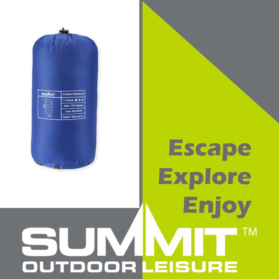image 1 of vfm-estore Summit Trekker Envelope Sleeping Bag Single - Blue, 180 x 75 cm