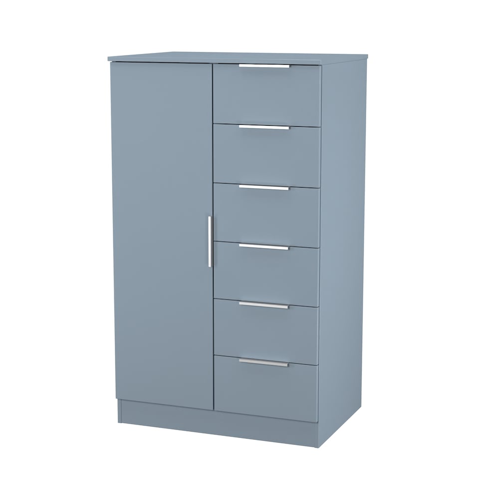 image 1 of Dover 5 Drawer 1 Door Childrens Wardrobe in Denim Blue (Ready Assembled) | Blue | Denim Blue