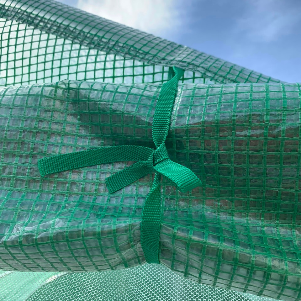 image 1 of Outsunny 4.5 x 3 x 2m Outdoor Tunnel Greenhouse w/ Roll Up Door 6 Windows Green