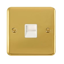 SE HOME Curved Polished Brass Master Telephone Single Socket White | Polished Brass