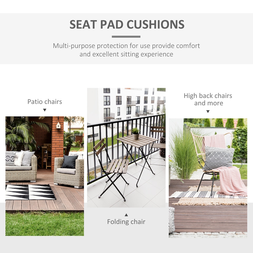image 1 of Outsunny 45 x 45cm Replacement Garden Seat Cushion Pad with Ties, Dark Grey