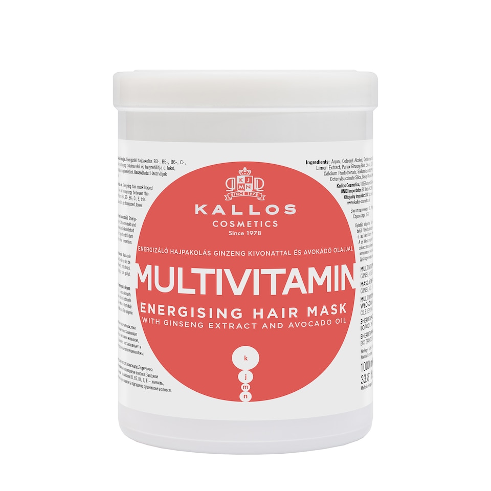 image 1 of Kallos KJMN Multivitamin Hair Mask 1LNourishing care for fragile dull hair Enriched with ginseng and avocado oil to hydrate and protect from heat damage
