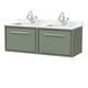 image 1 of Balterley Wall Hung Double Basin Vanity Unit with Marble Worktop Basins | Green | Reed Green | 509 x 1220 x 470mm