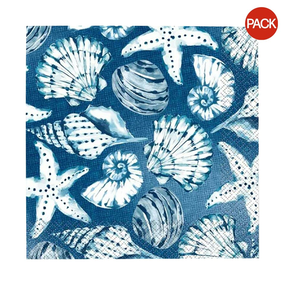 image 1 of Unique Party Classic Reefs Napkins (Pack of 16) - Dark Blue/White - One Size Multi