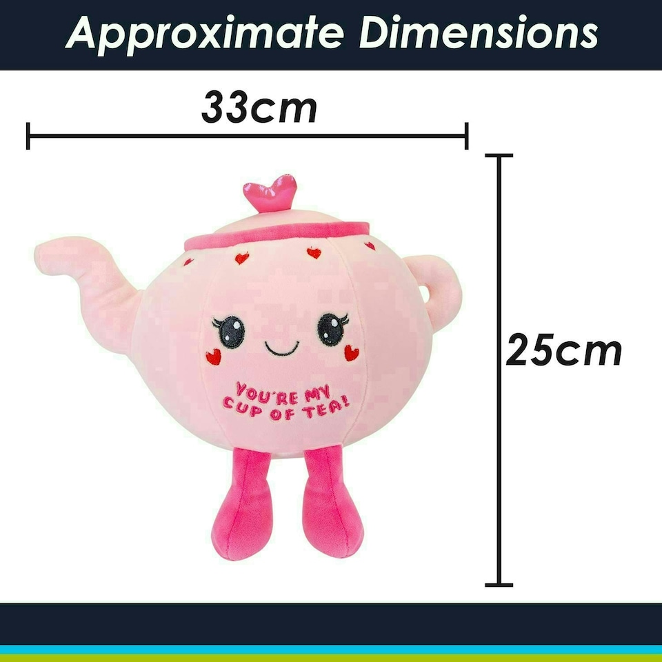 image 1 of Teapot Soft Toy Cute Plushie Huggable Cuddly Stuffed Toy 25cm Pink