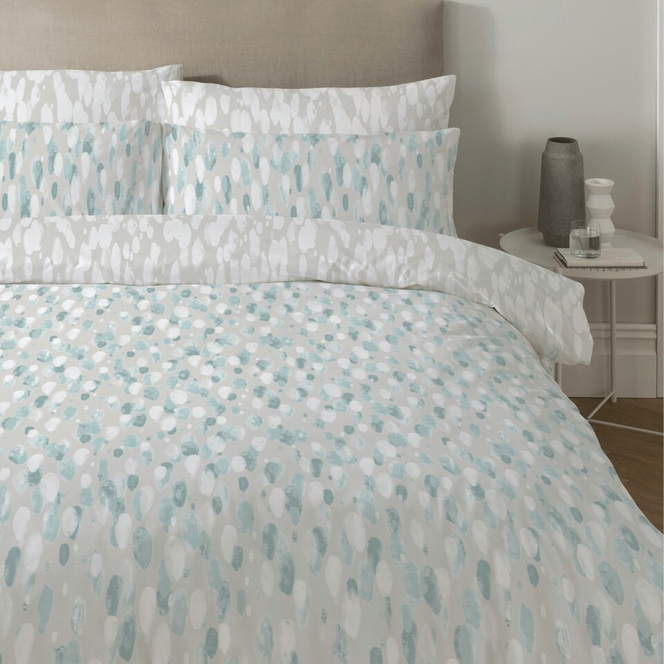 image 1 of Copenhagen Home Rayne Blue Reversible Duvet Cover and Pillowcase Set - Double