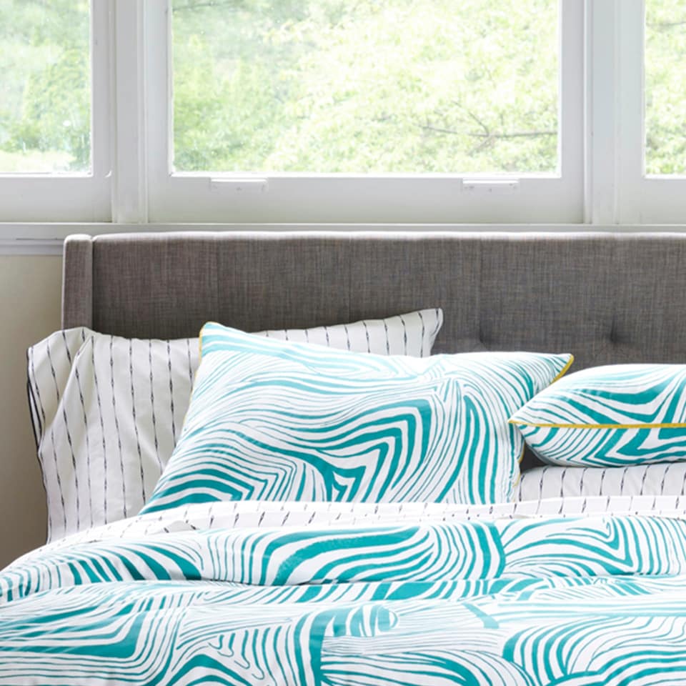 image 1 of Martex Green Zebra Marble Duvet Cover Set Green Super King Green | Super King