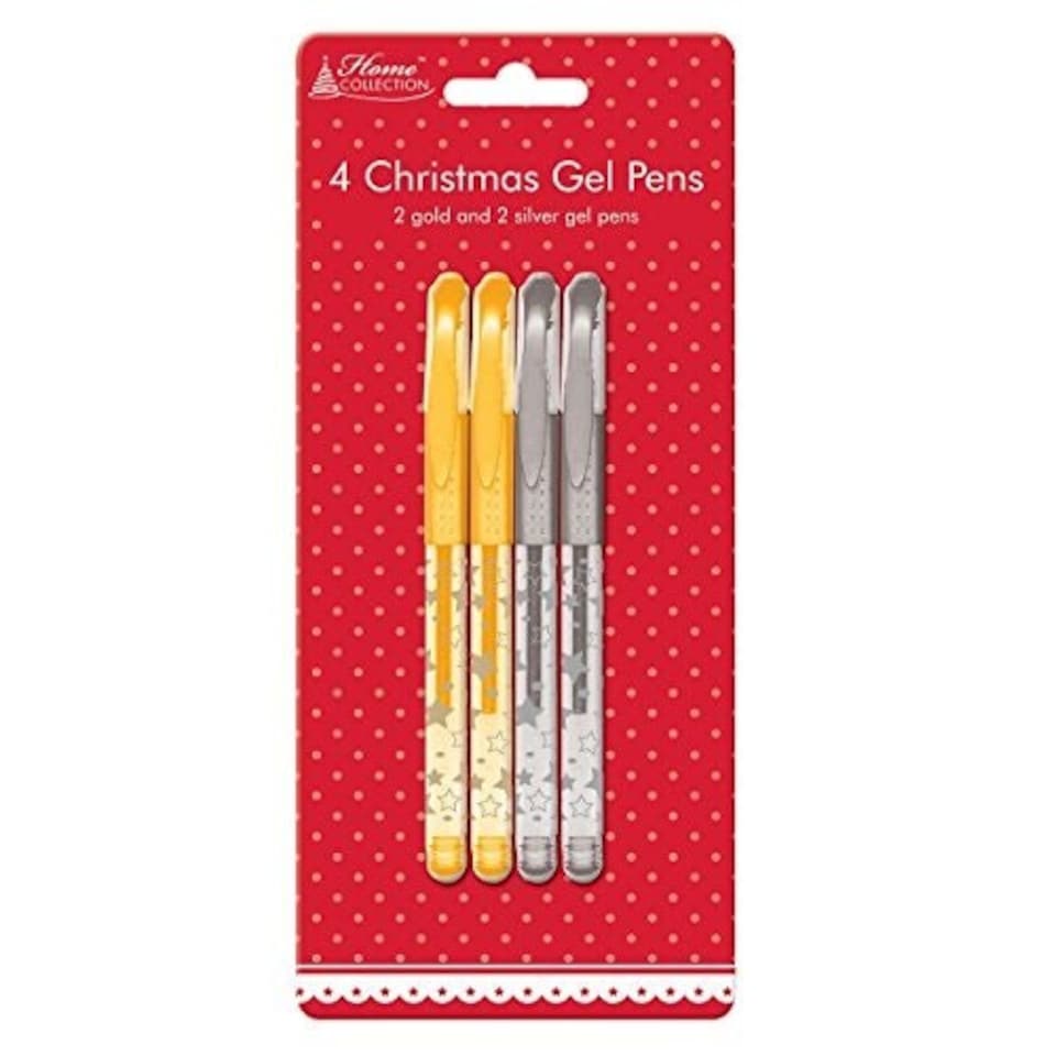 image 1 of Anker Pack Of 4 Christmas Gold & Silver Gel Pens - Includes 2 Gold & 2 Silver