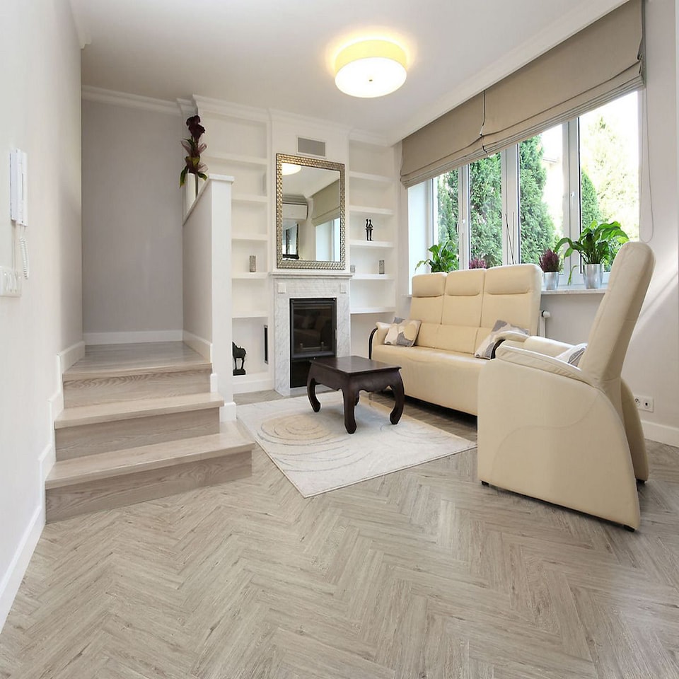 image 1 of Glue Down LVT Flooring 2.5mm NodSl Hazel Herringbone Wood Effect Luxury Vinyl Tile For Home & Commercial Use | Grey | Grey | Planks per Pack:  16  | Coverage per Pack: 2.23m² | 1
