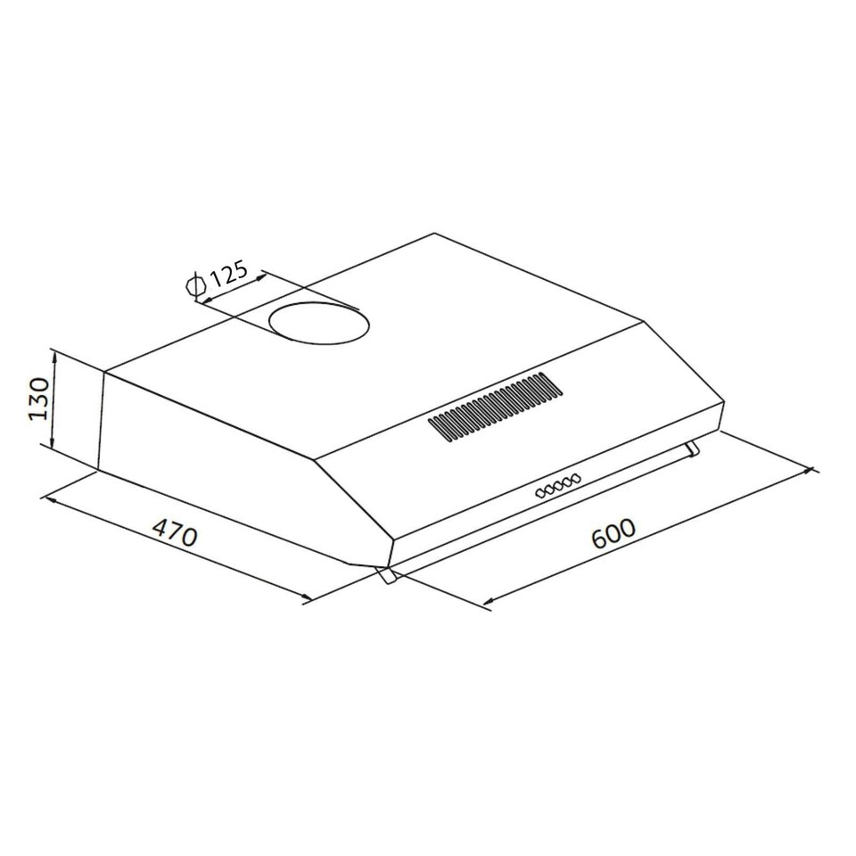 image 1 of SIA VSR60BL 60cm Visor Cooker Hood, Kitchen Extractor Fan, Under Cabinet Wall Mounted, Top Vented, Black