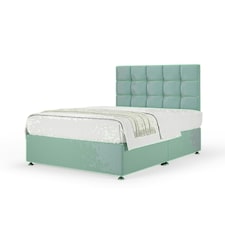 Duckegg Plush Velvet No Drawer Divan Base and Pearl Headboard Double