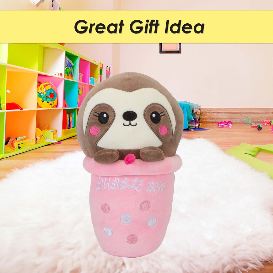image 1 of PMS 25cm Bubble Tea Soft Toy - Cat, Sloth, Unicorn, Panda Cuddly Stuffed Toy