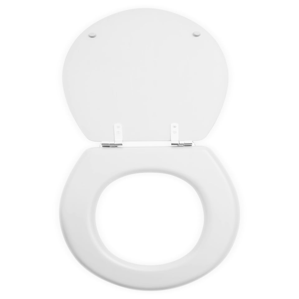image 1 of Interiors by Premier Luxe Matte White Toilet Seat, Sturdy Oval Toilet Seat With Zinc Alloy Hinges, Reliable Bathroom Seat