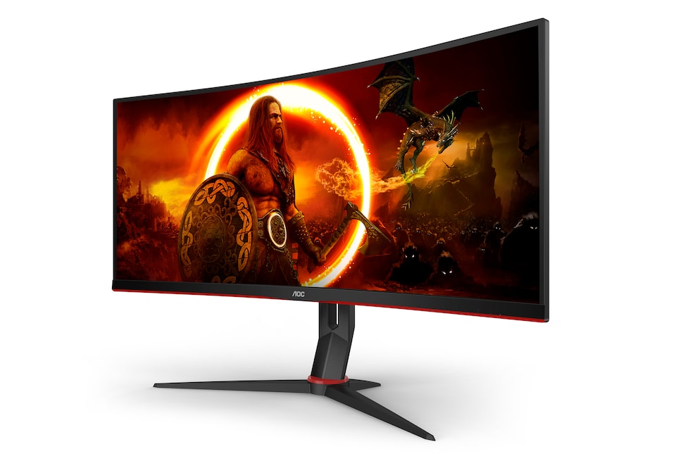 image 1 of AOC G2 CU34XP/BK 34" Curved UltraWide Quad HD 180Hz 1ms Height Adjustable Gaming Monitor | Black | Black, Red | 86.4 cm (34")