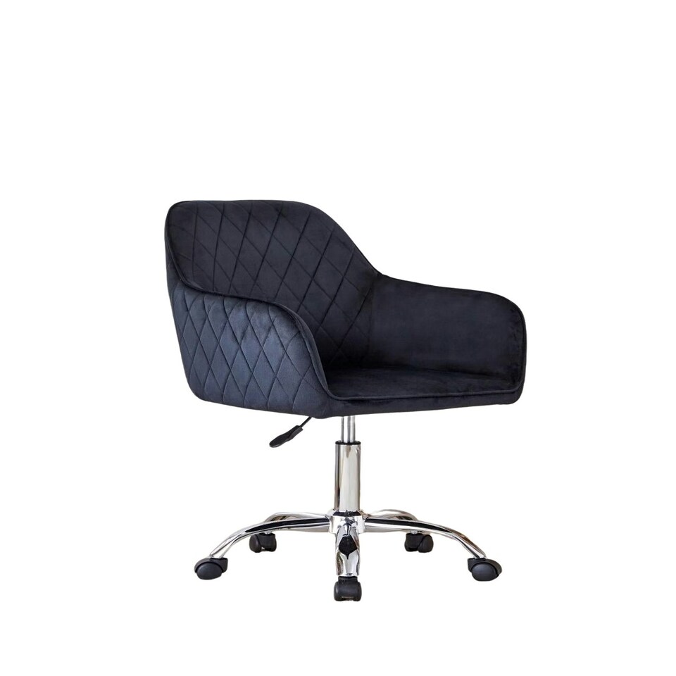 image 1 of Office Chair black velvet swivel with arms and wheels leisure home desk computer | Black