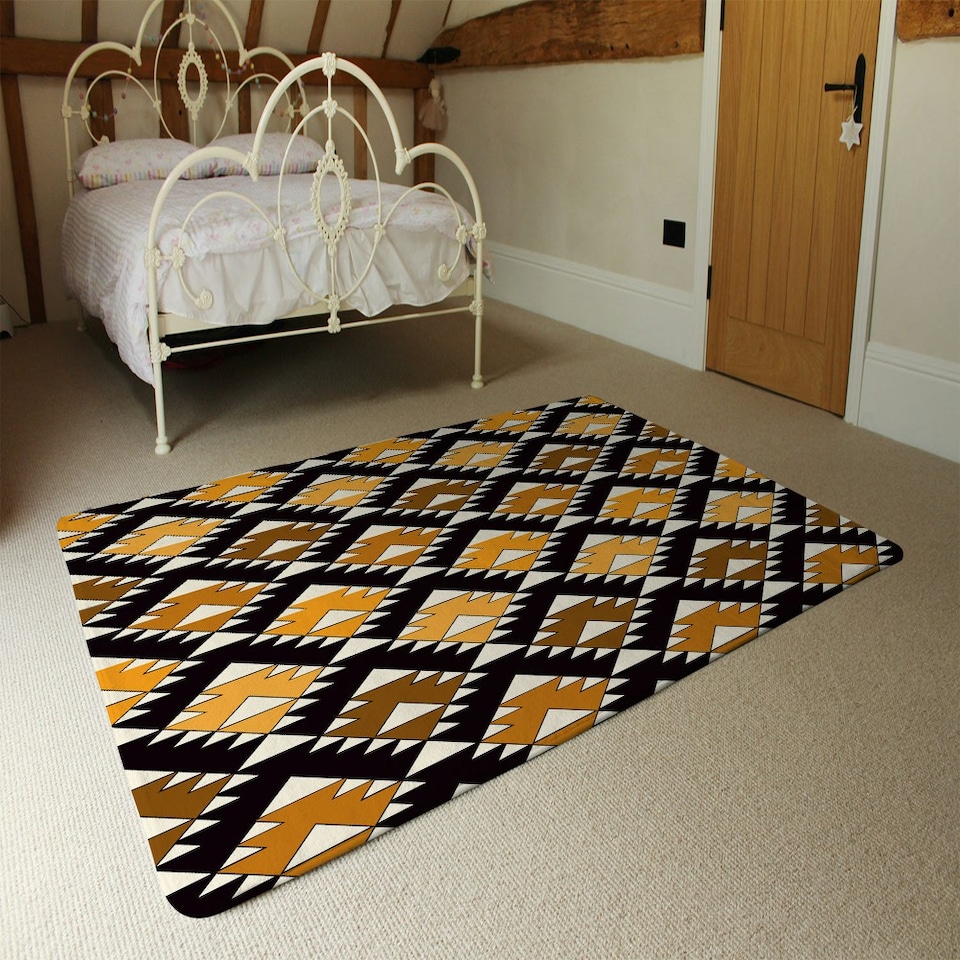 image 1 of Repeated triangles geometric background (Rug) Multi | Large: 140x200cm