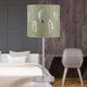 image 4 of Set of 2 Chrome Stick Table Lamps with Sage Green Fern Shades Chrome | Green