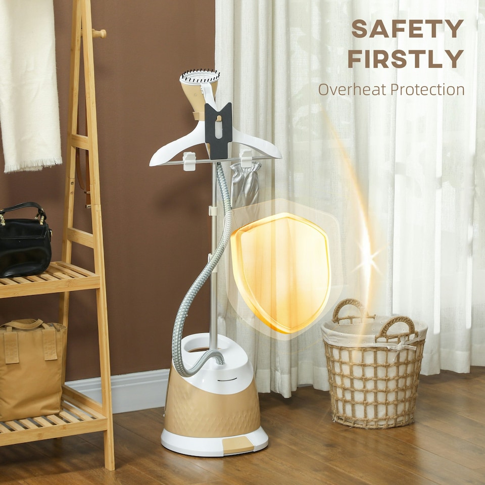 image 1 of HOMCOM Clothes Steamer, Garment Steamer Clothing Wrinkle Remover, Gold Tone