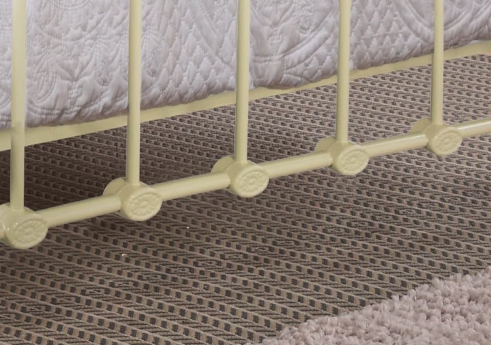 image 1 of 5ft King Size Brass Finish,Ivory Cream,Traditional Antique Victorian Metal Bed Frame | Cream | Antique Brass & Ivory Cream | King