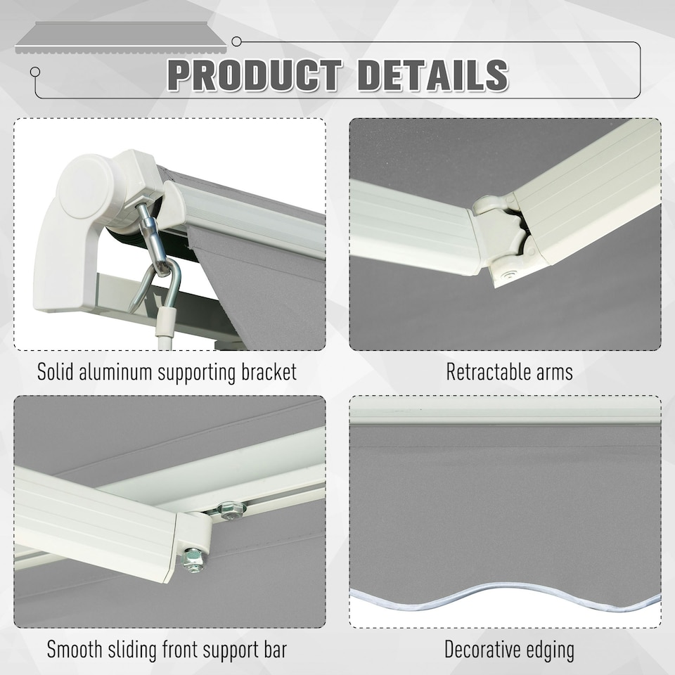 image 1 of Outsunny Retractable Awning for Door & Window Garden Shelter Canopy 3 x 2m 