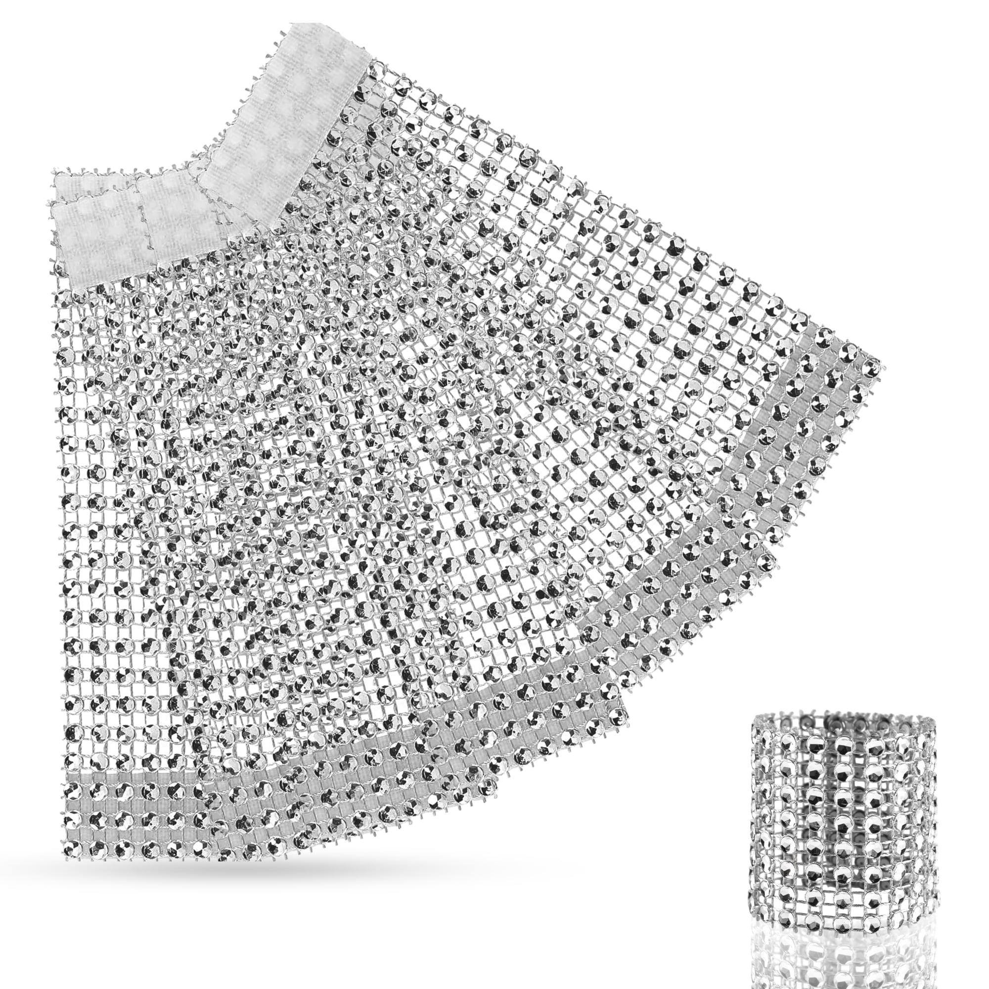 Neel Blue Set of 10 Napkin Rings Holder Stripe Buckle for Table Decoration, 13cm x 4cm in Silver | Size: 13 cm x 4 cm