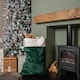 image 10 of 80x55cm Green Christmas Sack with White Cuff and Pom Poms