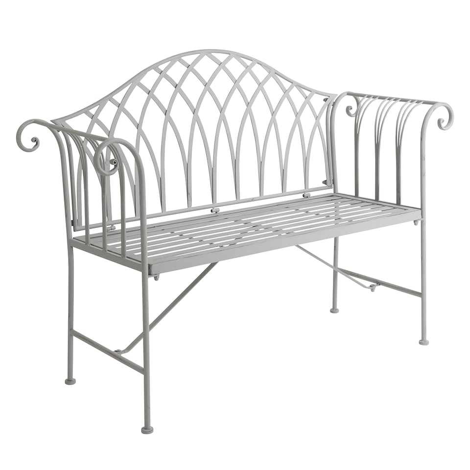 image 1 of Charles Bentley Decorative Wrought Iron Outdoor Rustic Bench - Grey