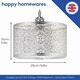 image 6 of Ornate Moroccan Style Decorated Shiny Silver Metal Pendant Shade 25cm x 15cm | Silver | Silver | 1