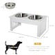 image 4 of PawHut Raised Dog Bowls Pet Feeder Raised Elevated Stainless Steel Food White