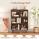image 4 of COSTWAY 7 Cube Bookcase Mid Century Modern Storage Organizer Brown