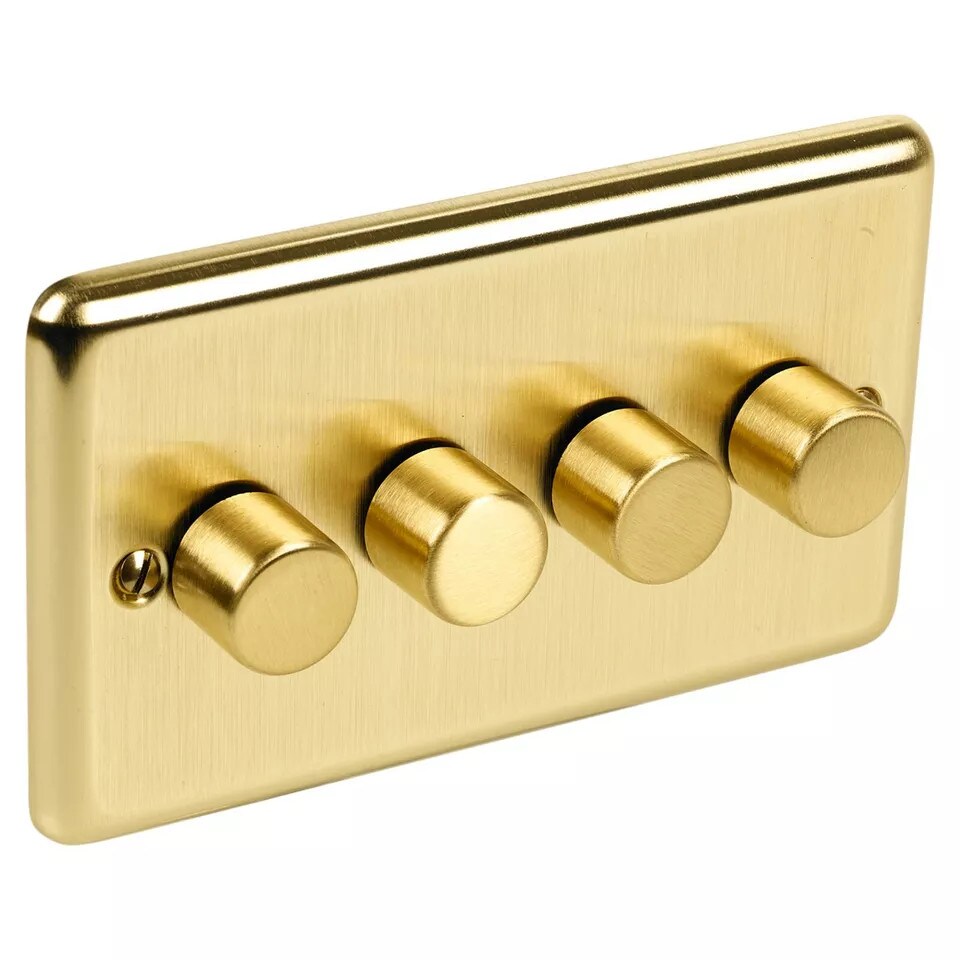 image 1 of Volex Crabtree 4-Gang Dimmer Light Switch - Angled Style