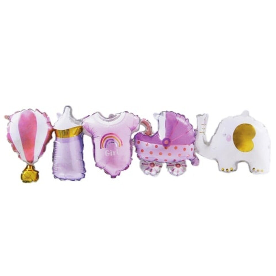 Pink Baby Girl Air Fill Foil Balloon Banner 77cm / 30 in