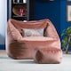 image 1 of Natalia Velvet Adults Bean Bag Armchair and Pouffe, Ready Filled Large Beanbag and Footstool Dusk Pink | Pink | Dusk Pink | XL | 2
