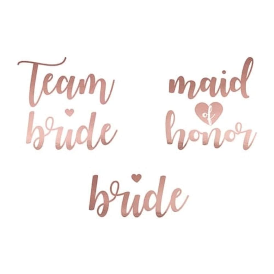 Rose Gold Hen Party Temporary Tattoos - Pack of 13