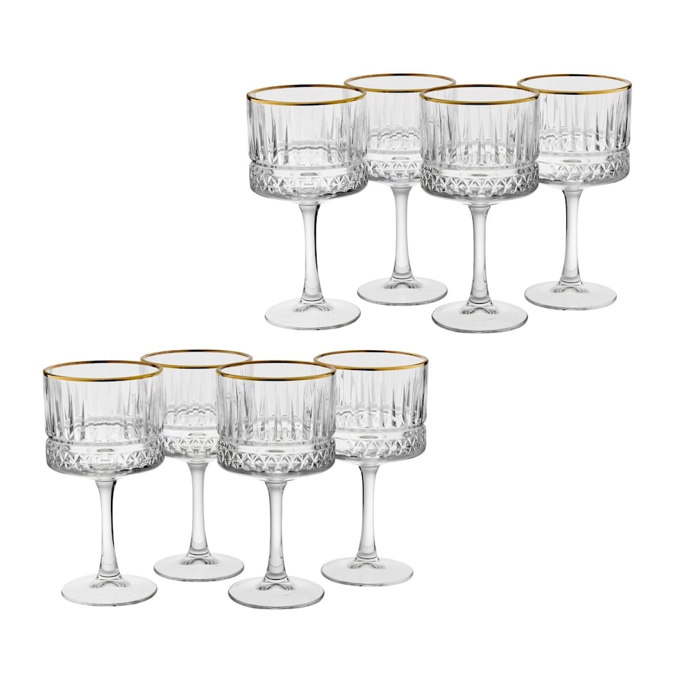 image 1 of 500ml Elysia Cocktail Goblets Gold Rimmed Long Stemmed Martini Glass | Clear | Clear
