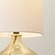 image 4 of ValueLights Emily Natural Linen Drum Shade Dark Green Glass Teardrop Table Lamp Green