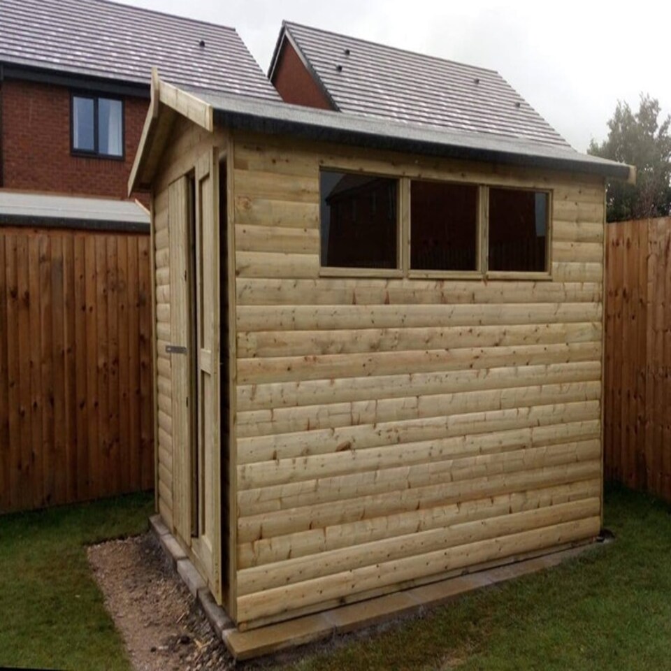 image 1 of 10 X 8 Apex Garden Shed - Pressure Treated Timber - L244 x W305 x H240 cm Brown