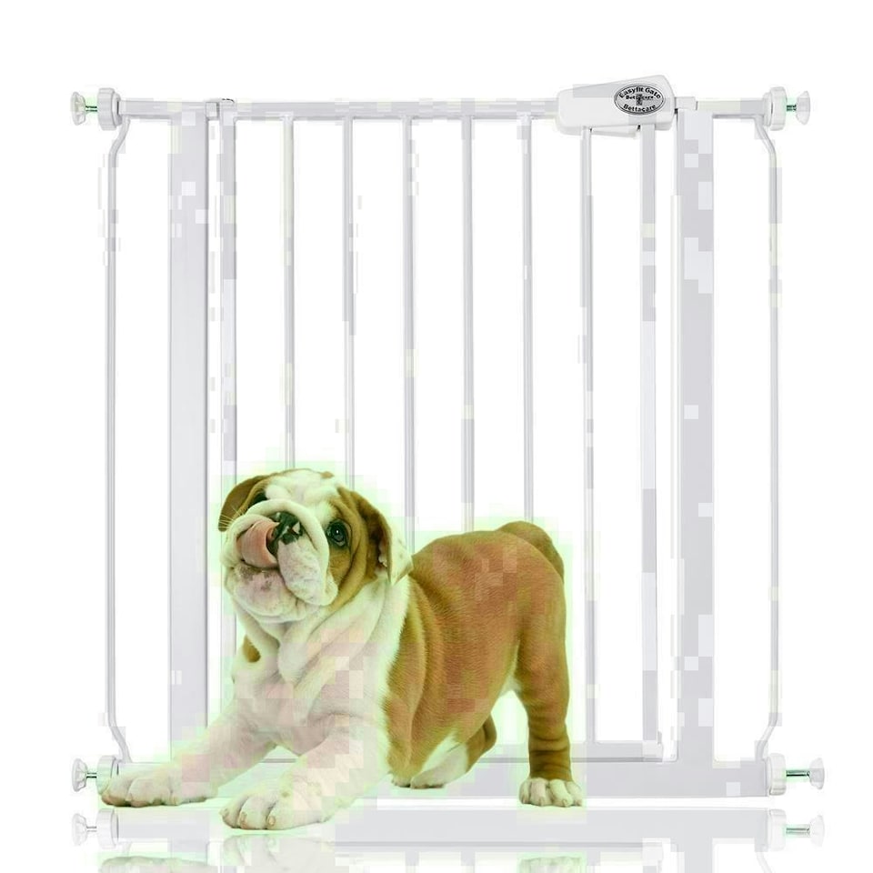 image 1 of Bettacare Easy Fit Pressure Dog Gate, 75cm - 83cm, White, Pressure Fit Pet Gate for Dog and Puppy, Pet and Dog Barrier