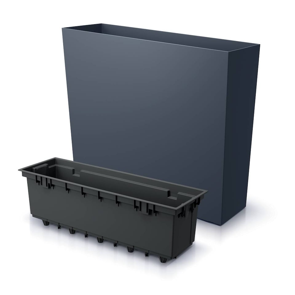 image 1 of 58cm Urbi Case Tall Rectangular Planter | Black | Black & Set of 3 | 3