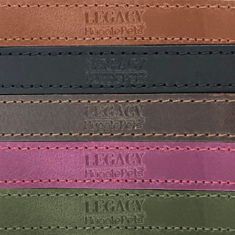 image 1 of HugglePets Legacy Leather Dog Lead Green | Khaki
