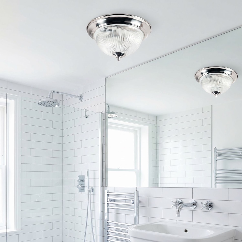image 1 of Traditional Satin Chrome IP44 Bathroom Ceiling Light Fitting | Silver | Satin Nickel | 1