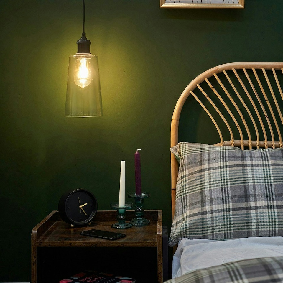 image 1 of ValueLights Modern Matte Black And Clear Glass Dome Ceiling Pendant Light Shade