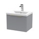 image 1 of Balterley Fluted Front Wall Hung Single Drawer Bathroom Vanity Unit with 1 Tap Hole Basin - Handles | Grey | Satin Grey