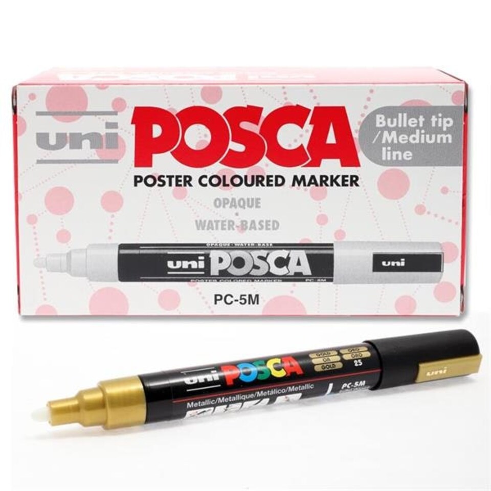 image 1 of Gold Uni Posca Pc-5M Medium Bullet Tip Permanent Marker