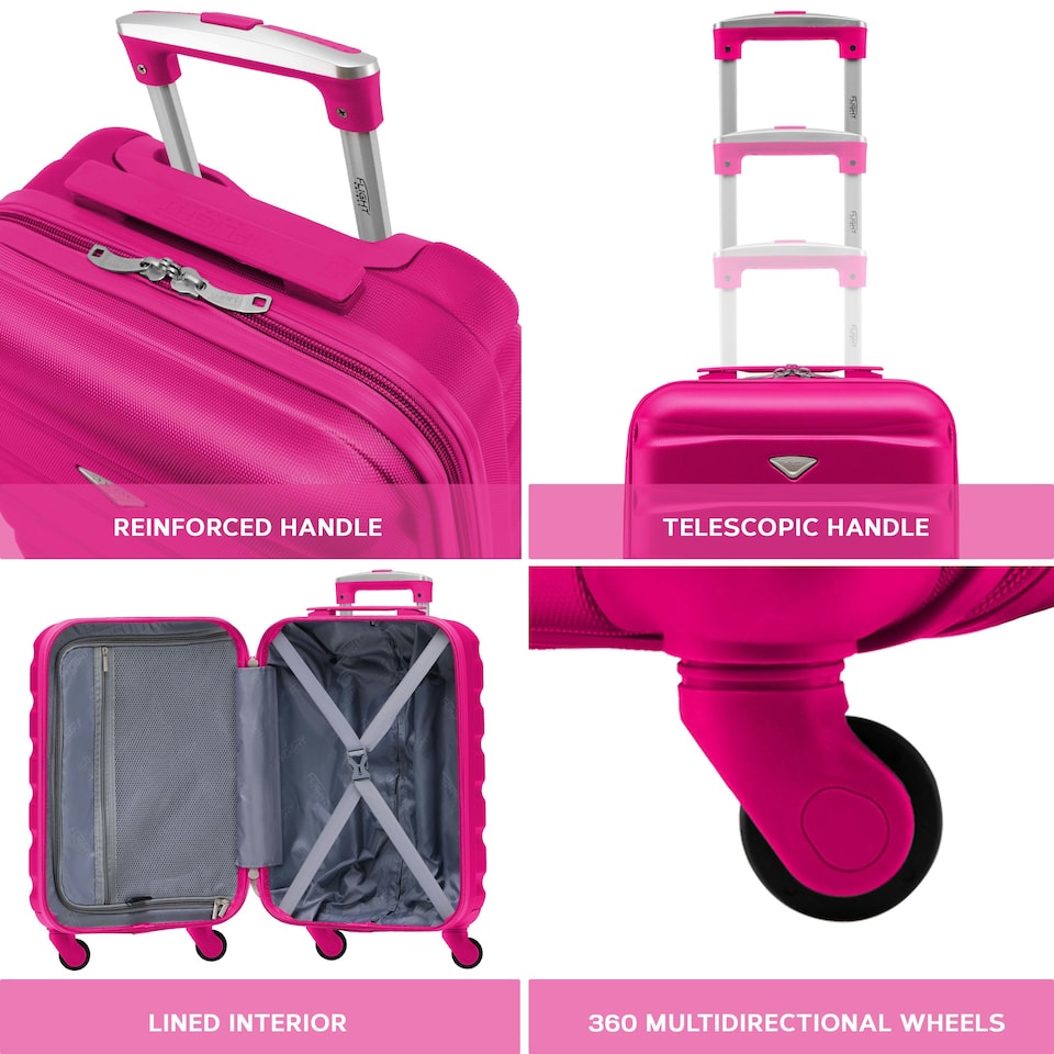 image 1 of Flight Knight 29" Extra Large Suitcase – 20kg Capacity Hard Shell Check-In Luggage with 4 Wheels 100+ Airlines Approved: Ryanair, EasyJet, Jet2, Wizz Air, BA | Pink | Pink | Large