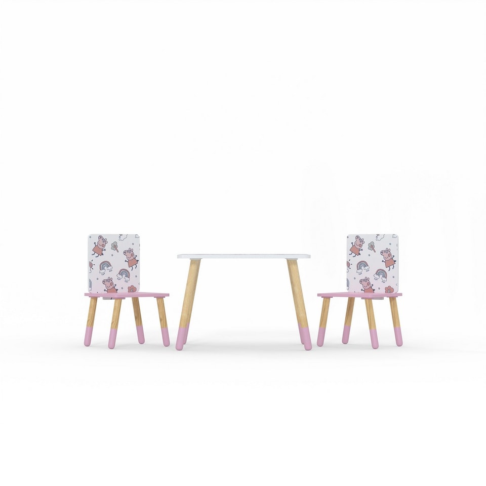 image 1 of Peppa Pig Kids Table & 2 Chairs Set - Space Saving Play Furniture - Assembly Required