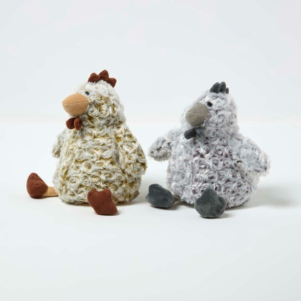 image 1 of Homescapes Luxury Fabric Chicken Doorstop Set of 2