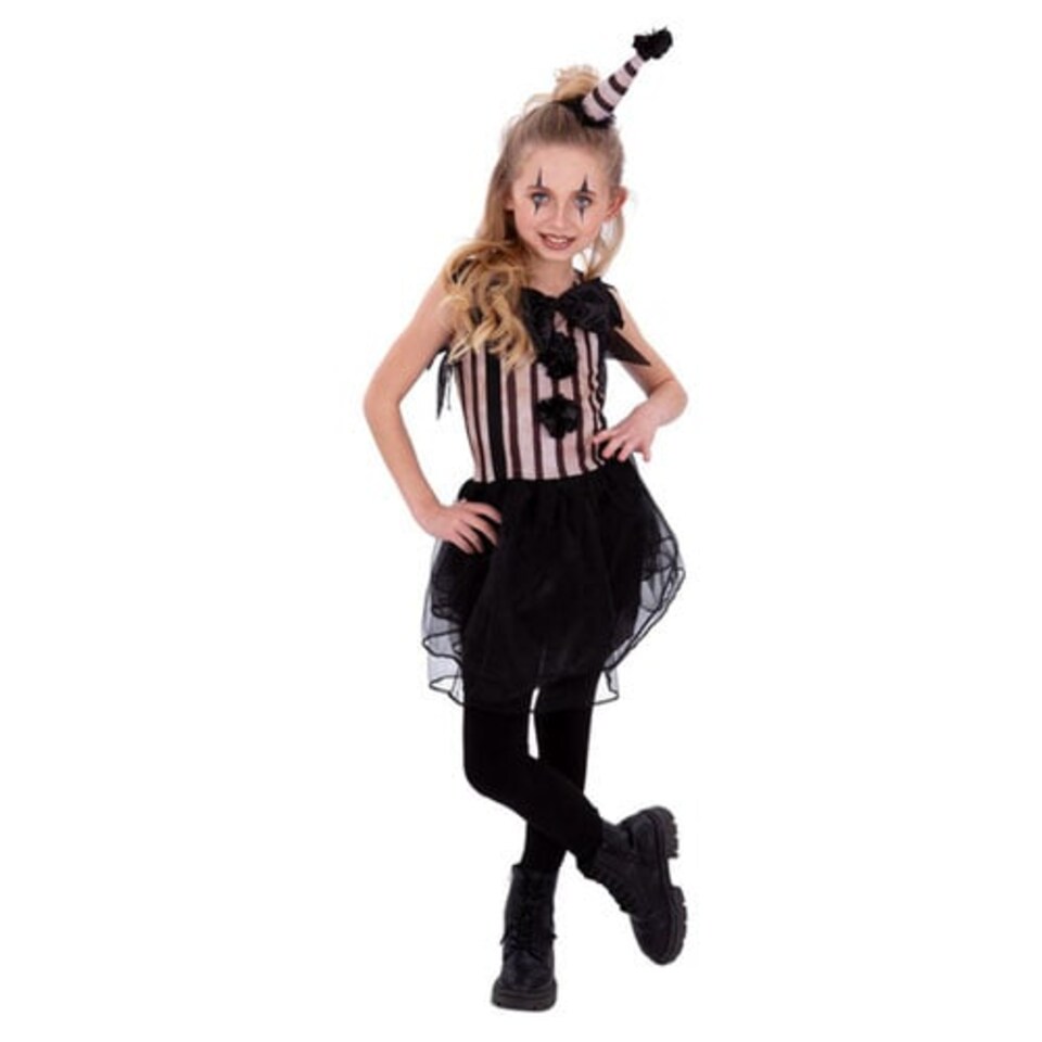 image 1 of Dark Vintage Clown Girls Fancy Dress Costume Kids Small - Age 4-6