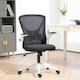 image 2 of Vinsetto Ergonomic Mesh Office Chair with Flip-up Armrests, Height Adjustable Computer Chair with Swivel Wheels, Black and White